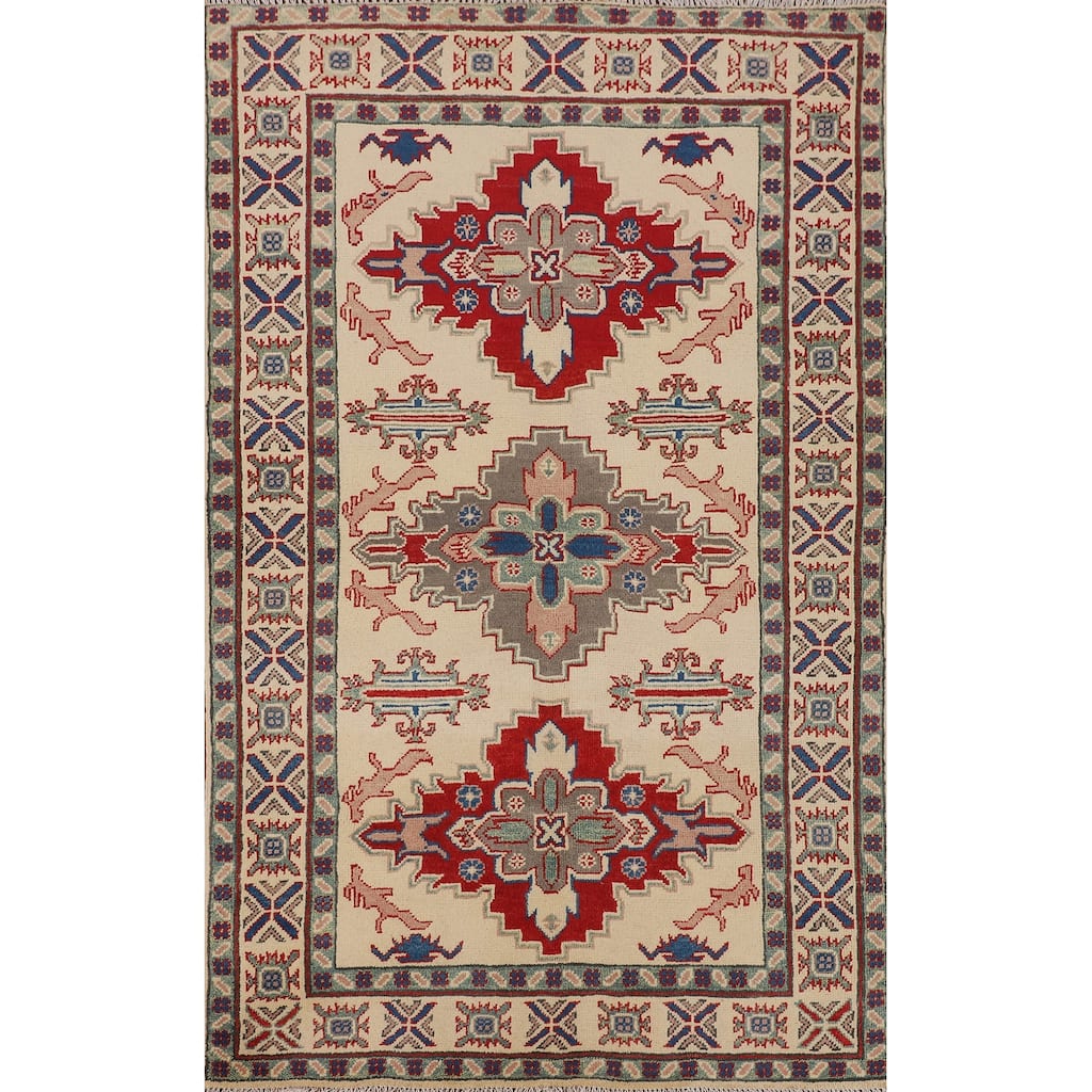 Kazak Oriental Accent Rug Hand-Knotted Wool Carpet - 3'10" x 6'1"