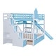 preview thumbnail 6 of 34, Full Over Full Castle Style Bunk Bed Kids Bed with 2 Drawers 3 Shelves and Slide Kids Furniture, Blue