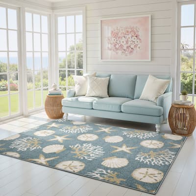 Quartz Nautical Escape Blue/ Beige Area Rug