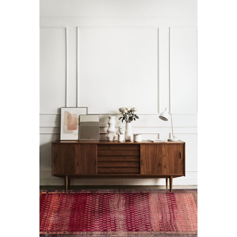 ECARPETGALLERY Hand-knotted Melis Vintage Burgundy Wool Rug - 6'7 x 10'4