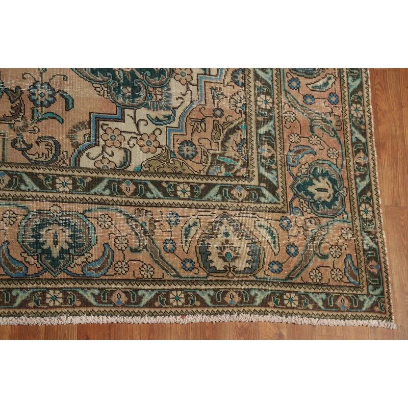 Floral Tabriz Persian Area Rug Hand-Knotted Wool Carpet - 9'6" x 12'8"