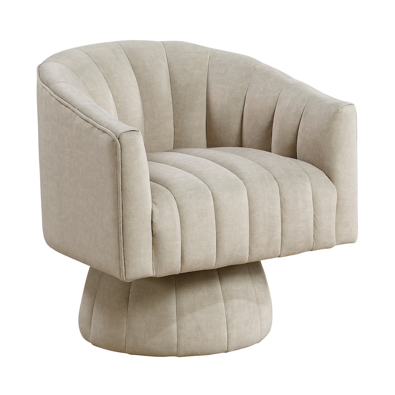 Briar 27.5" Velvet Swivel Chair - 360-Degree Metal Swivel Base - Taupe