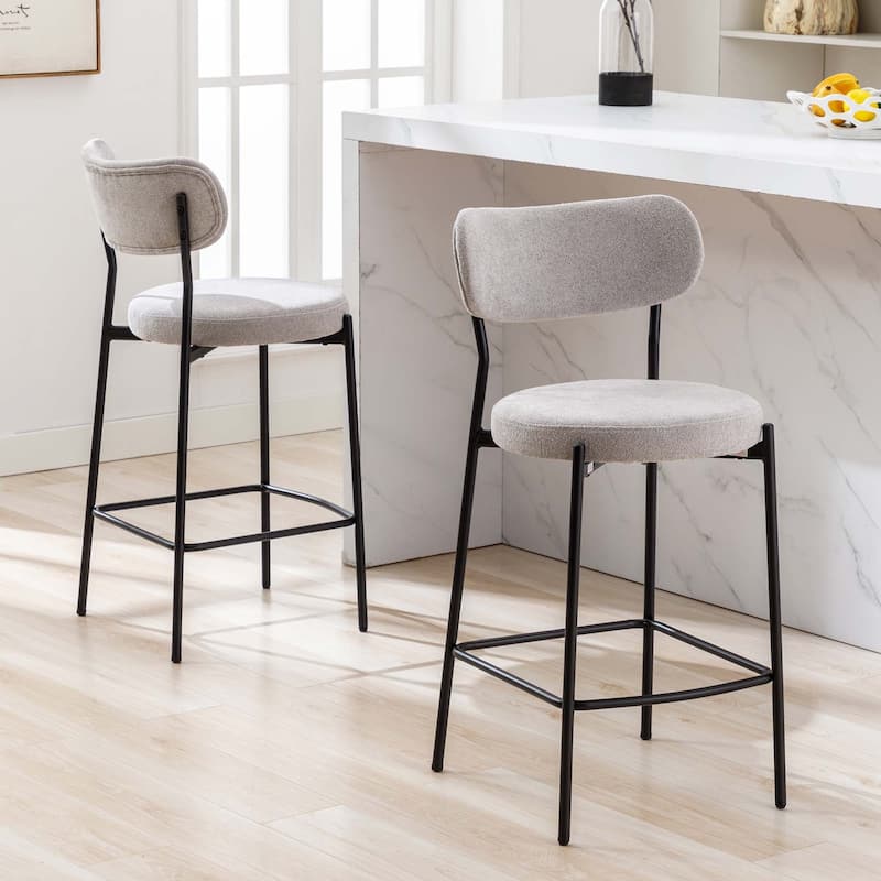 Textured Boucle 26" Counter Seat Height Padded Bar Stools