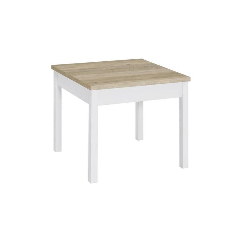 Jessie 3pc Coffee and End Table Set, Modern Light Brown Top, White Frame