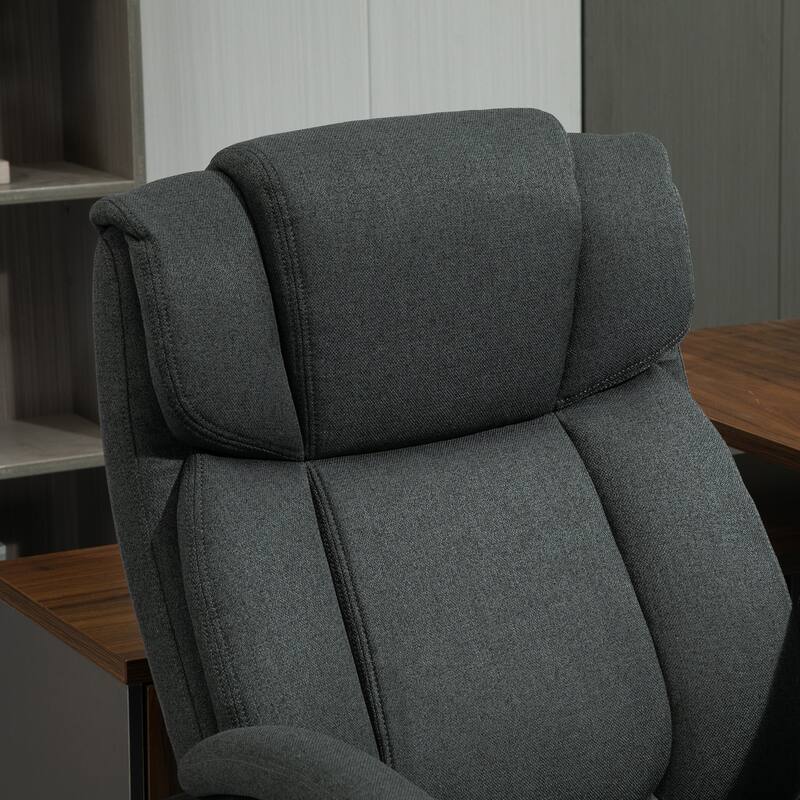 High Back Executive Chair for Big & Tall, 485 lbs Capacity, Swivel Wheels, and Linen Fabric