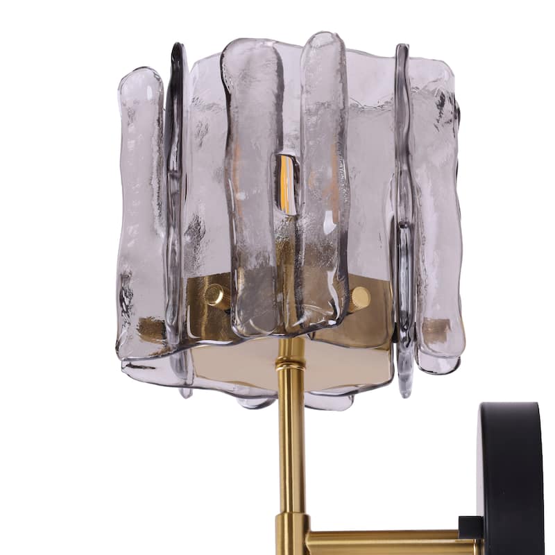 1-Light Modern Wall Sconce with Textured Glass Bathroom Vanity Light