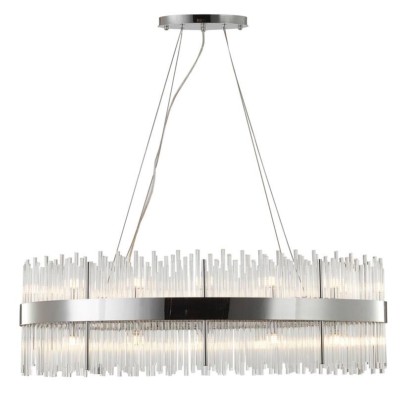 Modern Chandelier - White Metal LED Light Fixture - Adjustable Hanging Lamp - 32" Diameter - 98