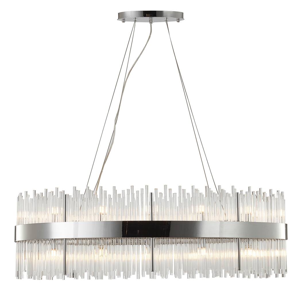 Modern Chandelier - White Metal LED Light Fixture - Adjustable Hanging Lamp - 32" Diameter - 98