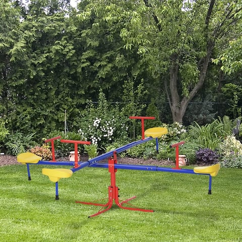 Outsunny Teeter Totter Seesaw 4 Seat Backyard Toy Playground Equipment 3-8 Years Old
