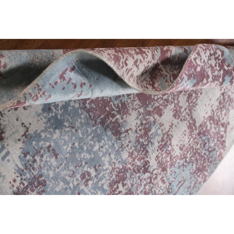 Modern Indian Abstract Rug Hand-Knotted Wool Carpet - 4'0"x 5'9"