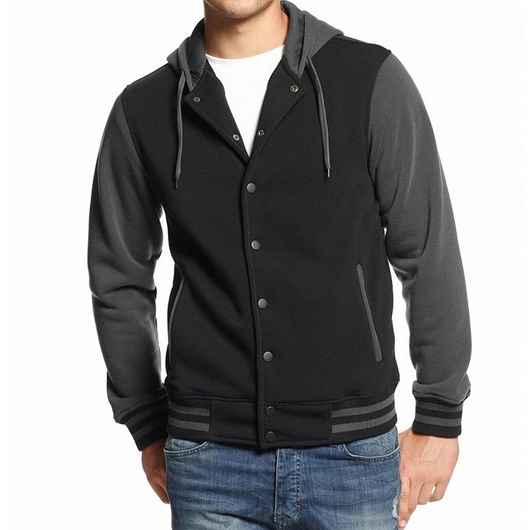 Shop Ring Of Fire Black Mens Size 2xl Hooded Varsity Baseball