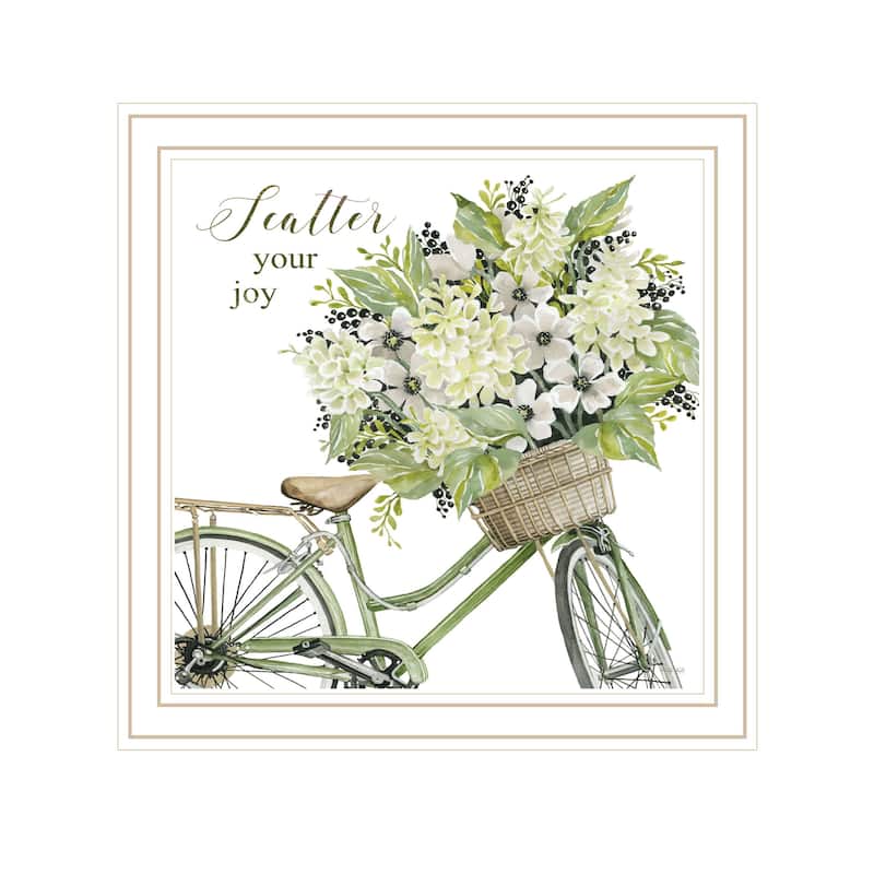 TrendyDecor4U Contemporary "SCATTER YOUR JOY WITH FLOWERS" Framed Print Wall Art - White