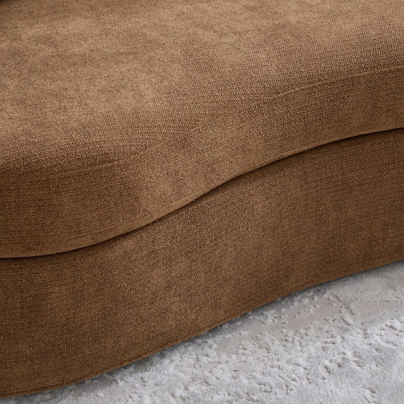 73.82" Modern Plush Chenille Wide Curved Sofa with Pillows