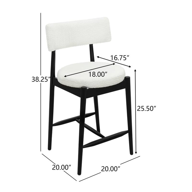 Mid-Century Modern Counter Stools with I-Shaped Footrest(Sets of 2)