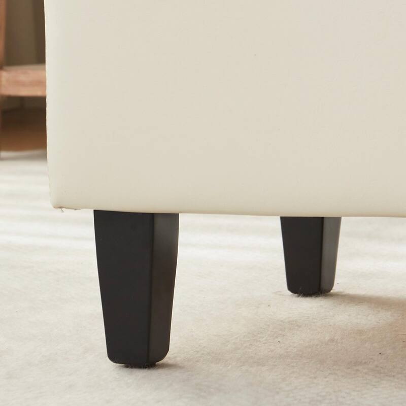 Black Faux Leather Storage Bench, Modern Ottoman Entryway Bench with Hidden Compartment for Bedroom or Living Room