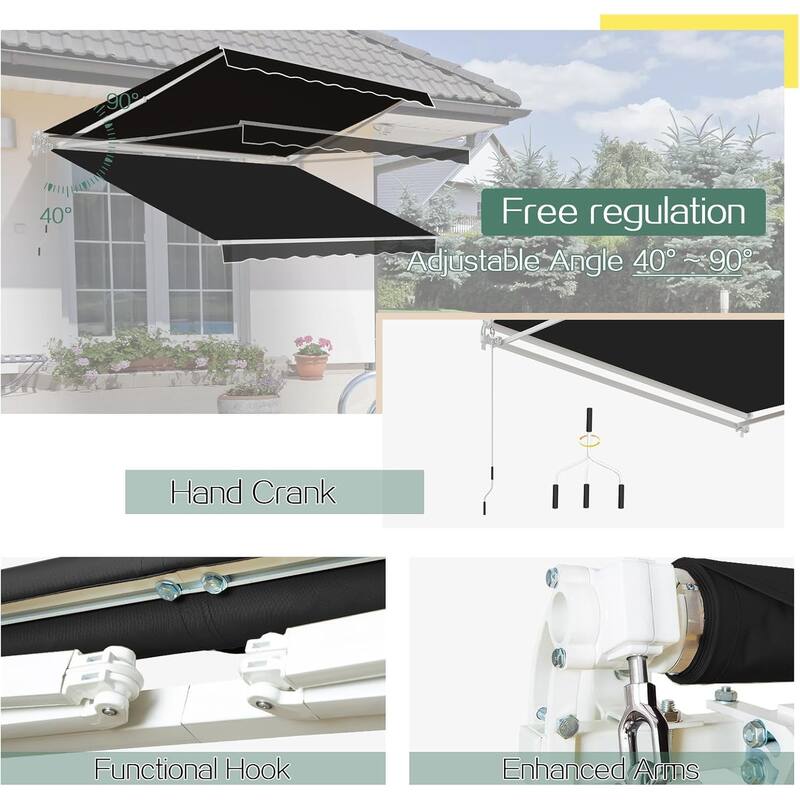 AECOJOY Manual Retractable Patio Awning Outdoor Sunshade Shelter (Cover Only)