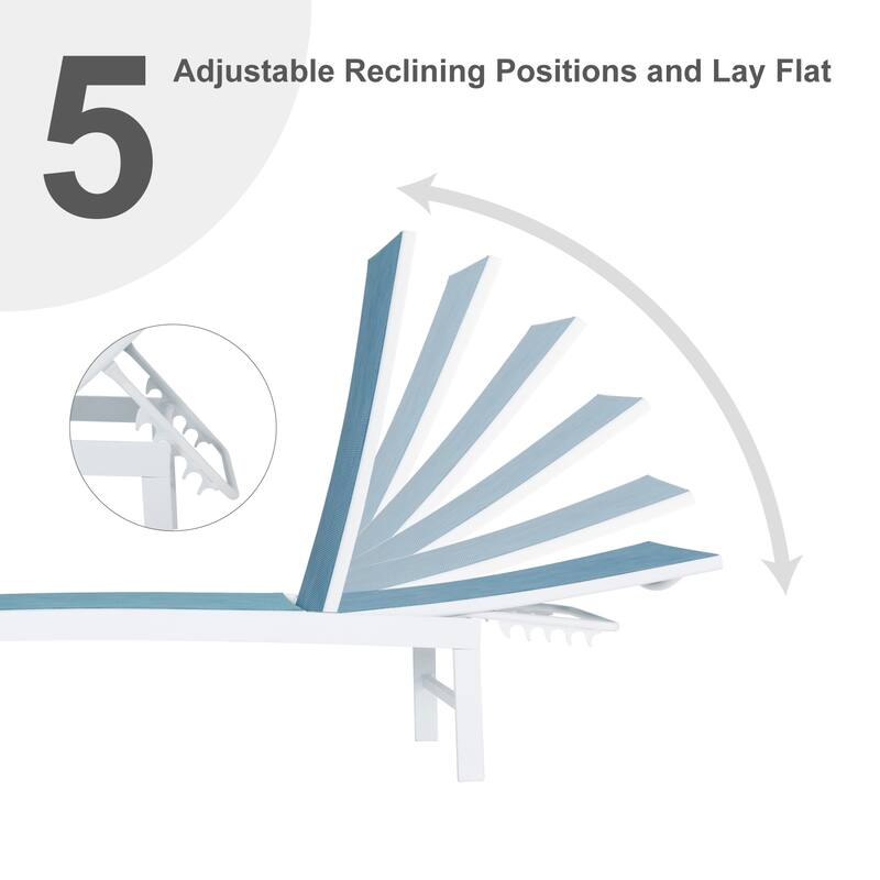 VredHom Outdoor Patio Adjustable Aluminum Chaise Lounges (Set of 4) - 76.38" L x 23.62" W x 13" H
