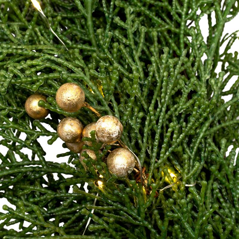 Real Touch™ Cedar and White Pine Artificial Christmas Wreath - 30" - Warm White LED