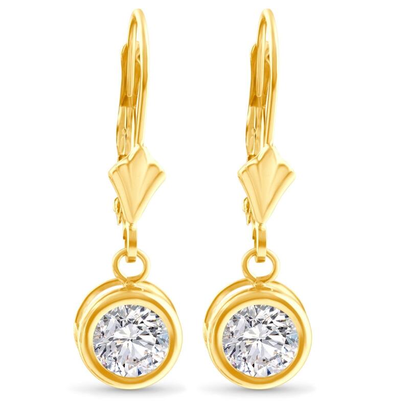 1/2-1Ct Dangle Diamond Lever Back Studs Gold