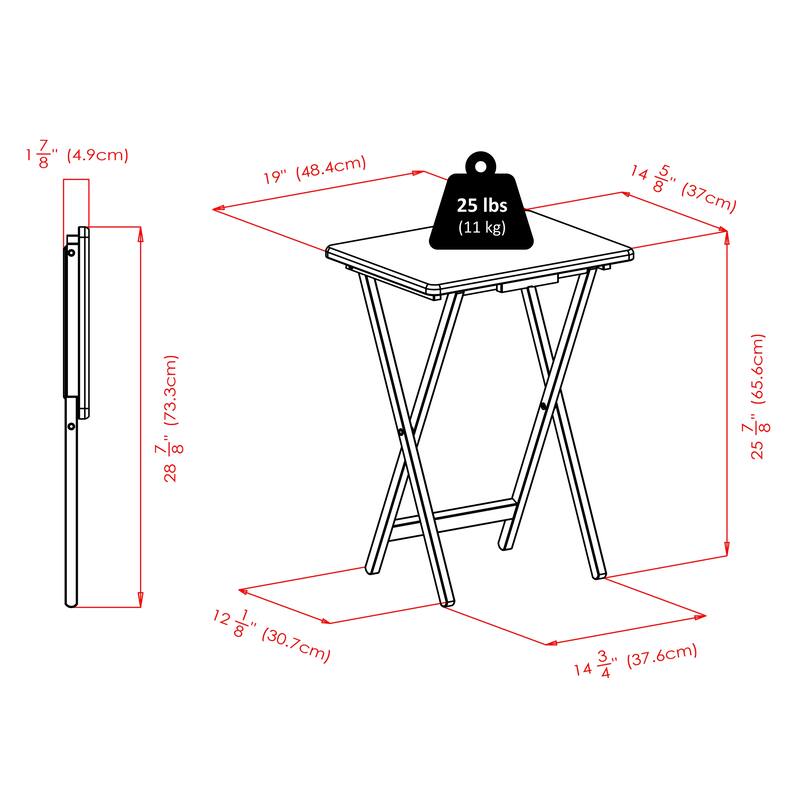 Brienda 5-Pc Snack Table Set, Flip Top - 19.13 x 14.17 x 32.2 inches