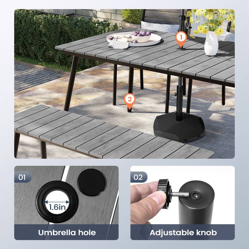 Outdoor 3/5/6-Piece Furniture Patio Dining Set with Rectangular Table