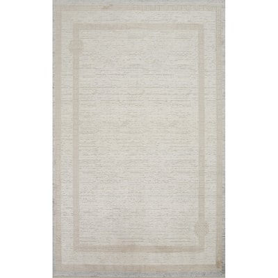 Machine Made Oriental Polyester Carpet Geometric Beige & Ivories Distressed Area Rug - 7' 5'' X 5' 2''