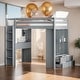 preview thumbnail 18 of 35, Eye-catching Design Twin Size Loft Bed with large shelves, Desk and LED Light, Maximum storage space, Versatility galore, White Grey