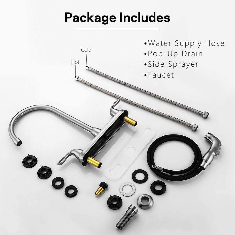 2-Handle Kitchen Faucet with Pull-Out Side Sprayer, 4-Hole Installation