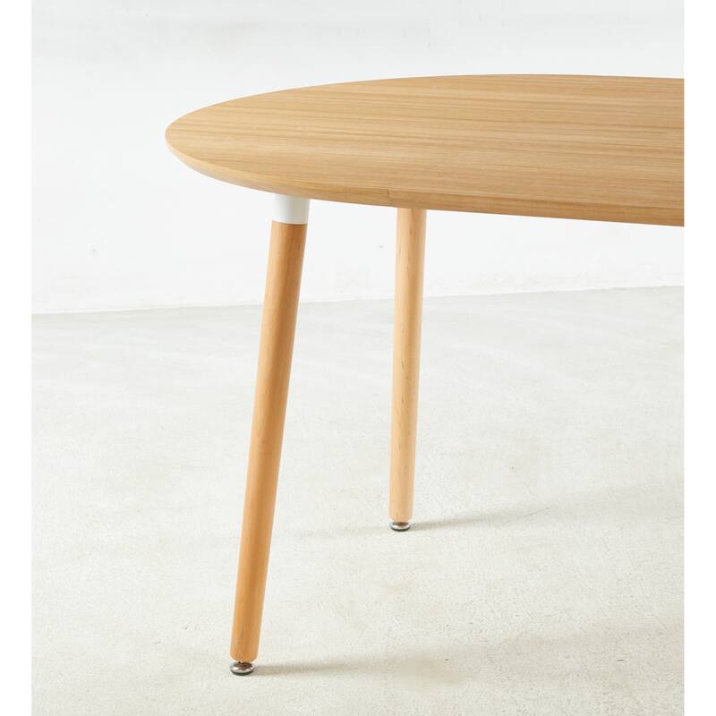 Extensible Oval Dining Table for 4-6 Person, Multi-functional Office Dining Table, Kitchen Table with MDF Top & Metal legs