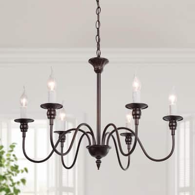 The Gray Barn Modern Farmhouse 6-Light Metal Candle Chandelier for Dining Room - W26.5"x H19.5"