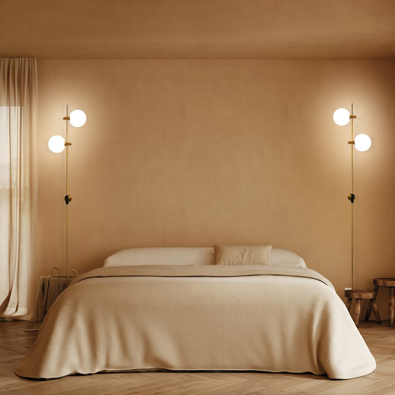 Brightech Equinox 2-Light Antique Brass LED Wall Sconce with 2 Adjustable Heads
