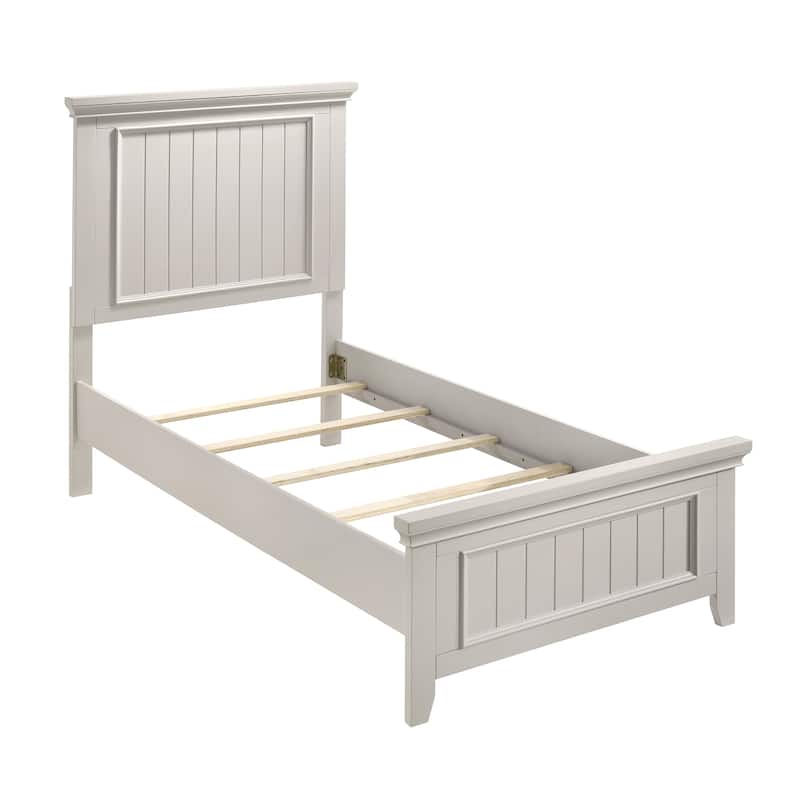 Off White Finish Wooden Panel Bed 1pc