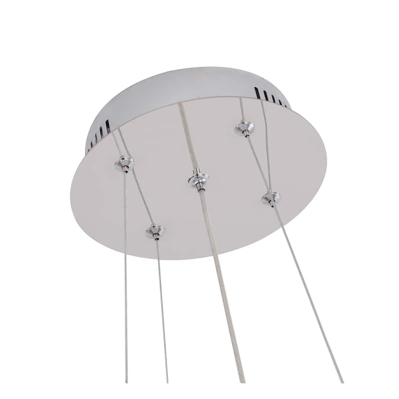 1-Light Chrome LED Chandelier With A Clear Acrylic Beaded Diffuser