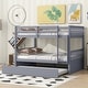 preview thumbnail 3 of 13, Rubber Wood 2 In 1 Full Over Full Bunk Bed with Twin Size Trundle,Convertible to 2 Full Size Beds