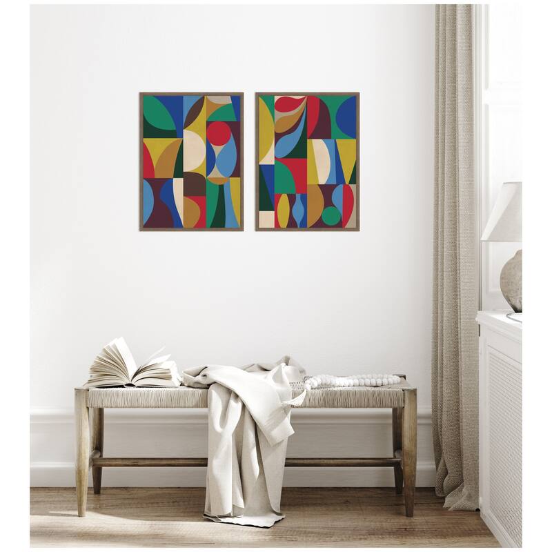 Kate and Laurel Abstract Deep 2 Piece Framed Canvas Wall Art Set by Rachel Lee