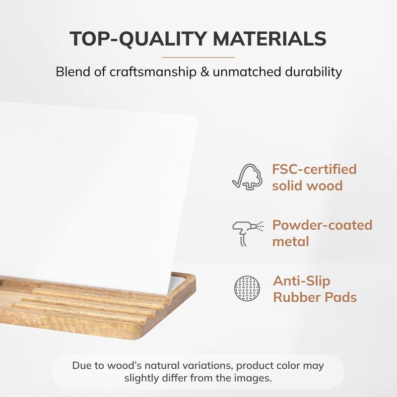 Jani Wooden Desk Organizer with Magnetic Whiteboard - Solid Wood, Hidden Storage & Anti-Skid Base for Home, Office & Workspaces