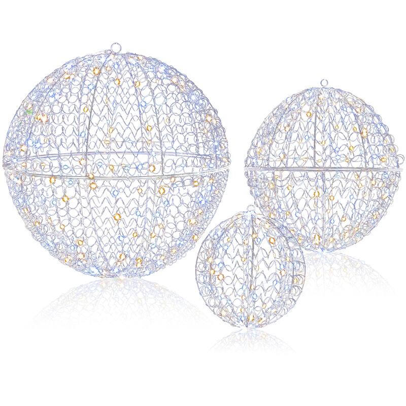 Gymax 3 Pcs Lighted Christmas Balls w/435 LEDs 3 Light Color 8 Dynamic - See Details - See Details - overstock.com/bedbathandbeyond.com