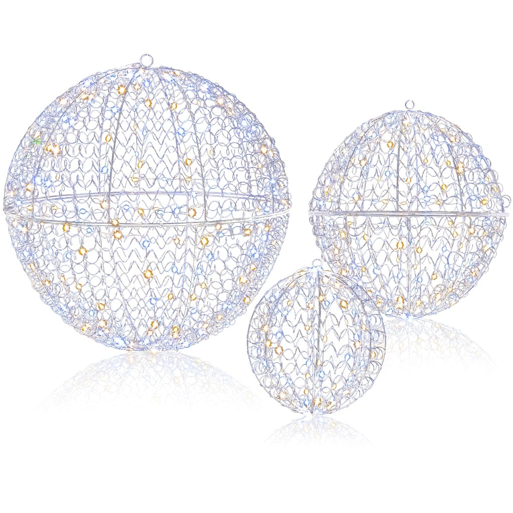 Gymax 3 Pcs Lighted Christmas Balls w/435 LEDs 3 Light Color 8 Dynamic - See Details