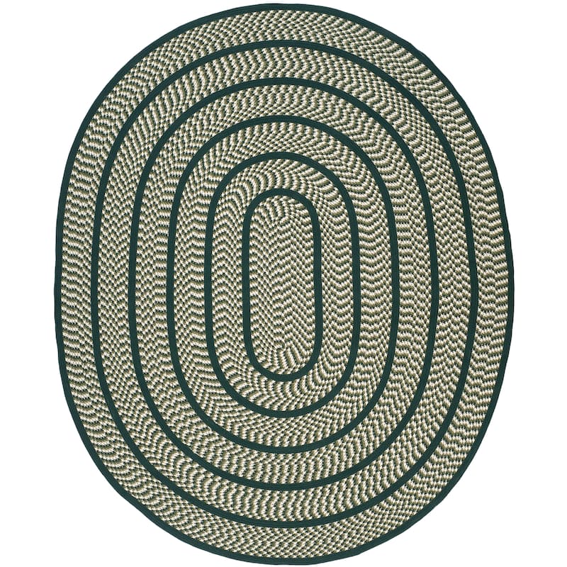 SAFAVIEH, Handmade Braided Jinela Country Rug - 8' x 10' Oval - Ivory/Dark Green