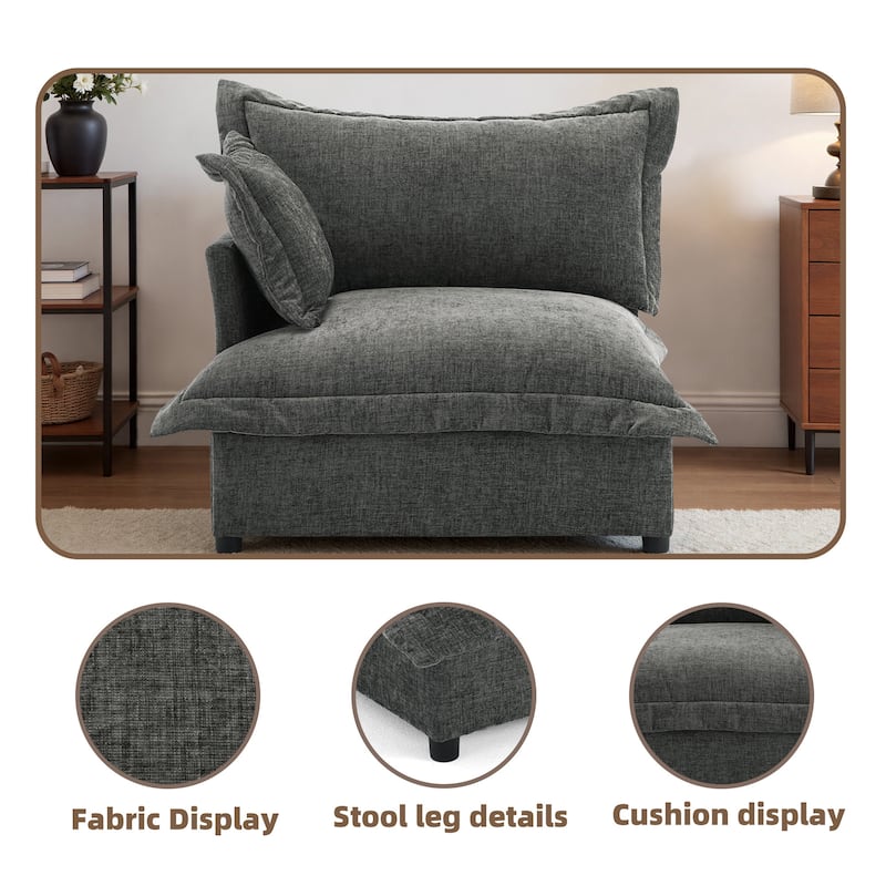 Double Layer Cushion Comfy Cloud Modular Sectional Sofa Couch Ottoman