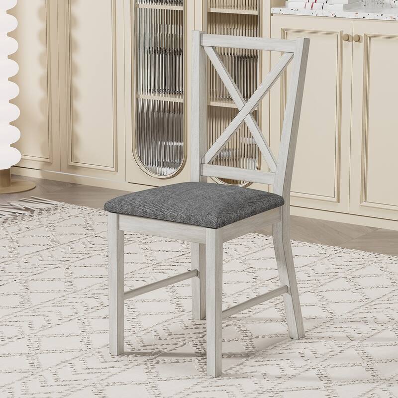 Modern Dining Linen Fabric Upholstered Solid Wood Dining Chairs