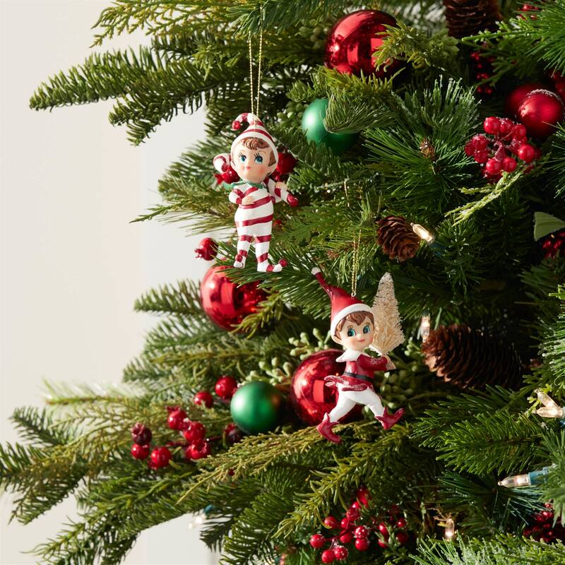 Santa's Jolly Elf Christmas Ornaments - 4.25" - 12ct