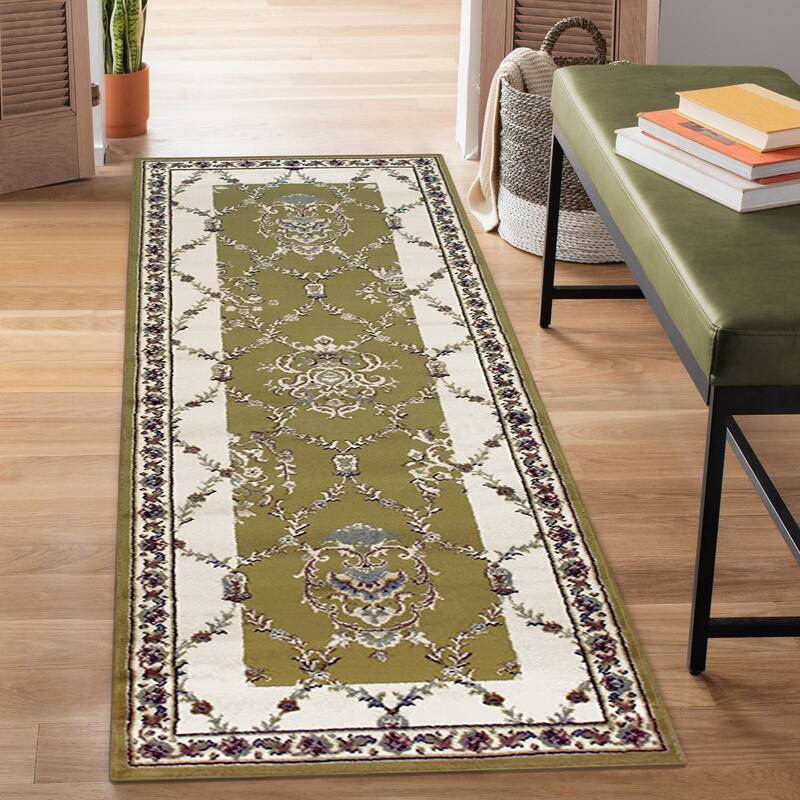 Superior Stratton Oriental Floral Medallion Area Rug - 2'6" x 8' - Sage