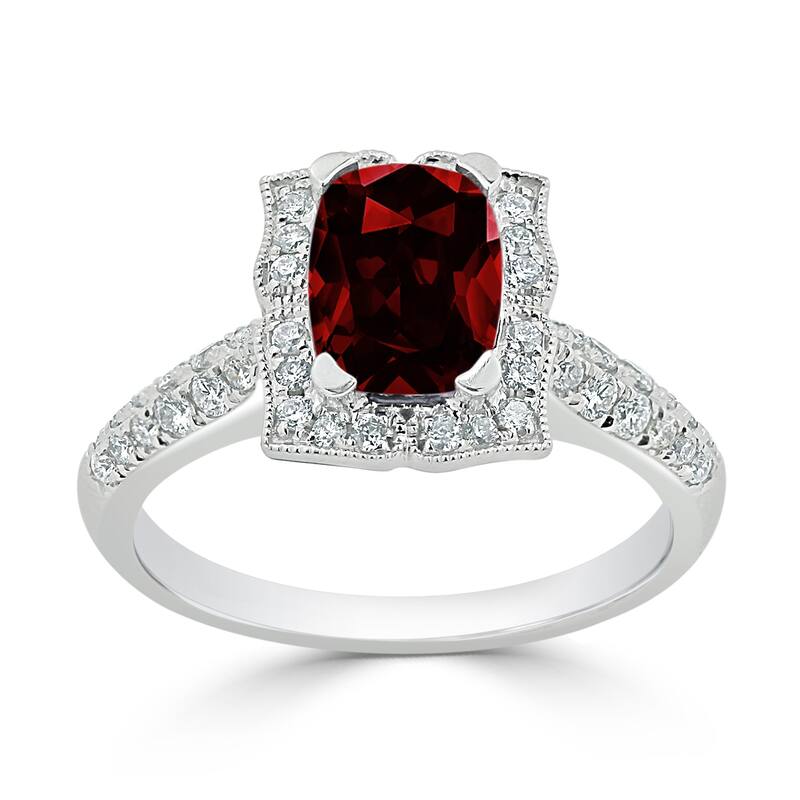 Auriya 1 3/8ct Fancy Cushion-cut Garnet Halo Diamond Engagement Ring 1/3ctw 14k Gold