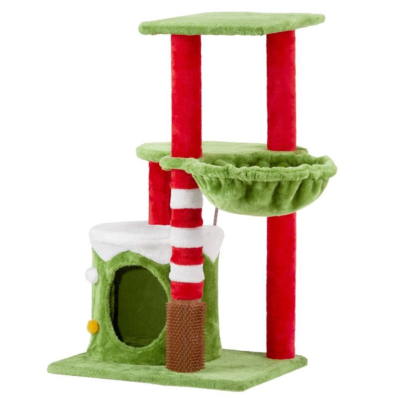32-Inch Cat Tree House With Dual Platforms - N/A