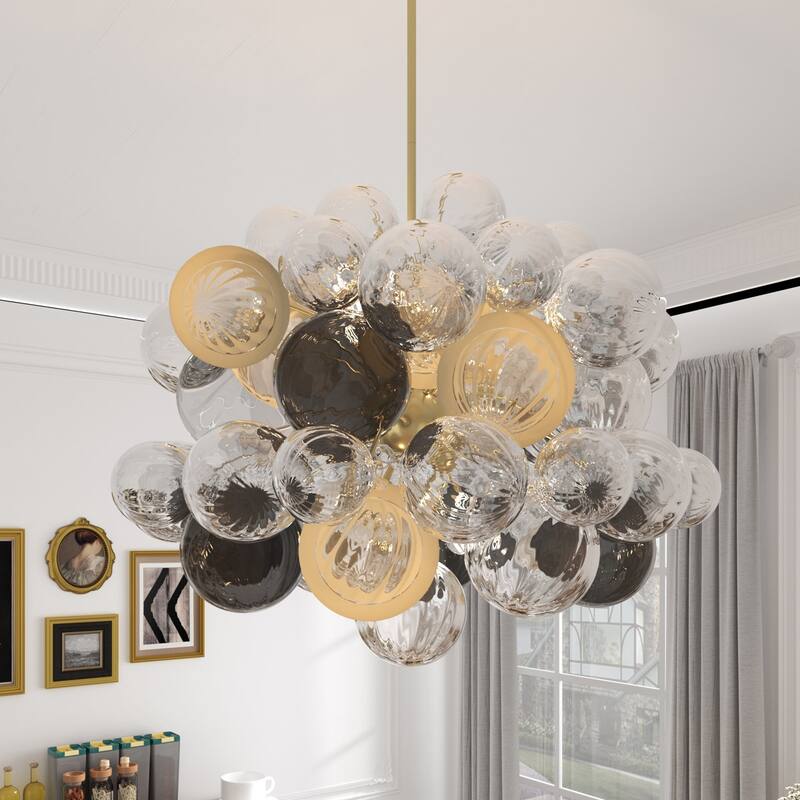 Acroma 8 - Light Modern Glass Bubble Chandelier Flush Mount Ceiling Light