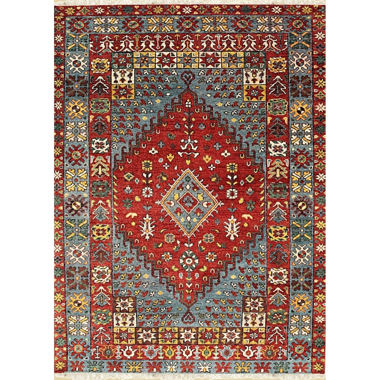 Red Traditional Medallion Traditional Knot Area Rug - Elegant and Timeless Design