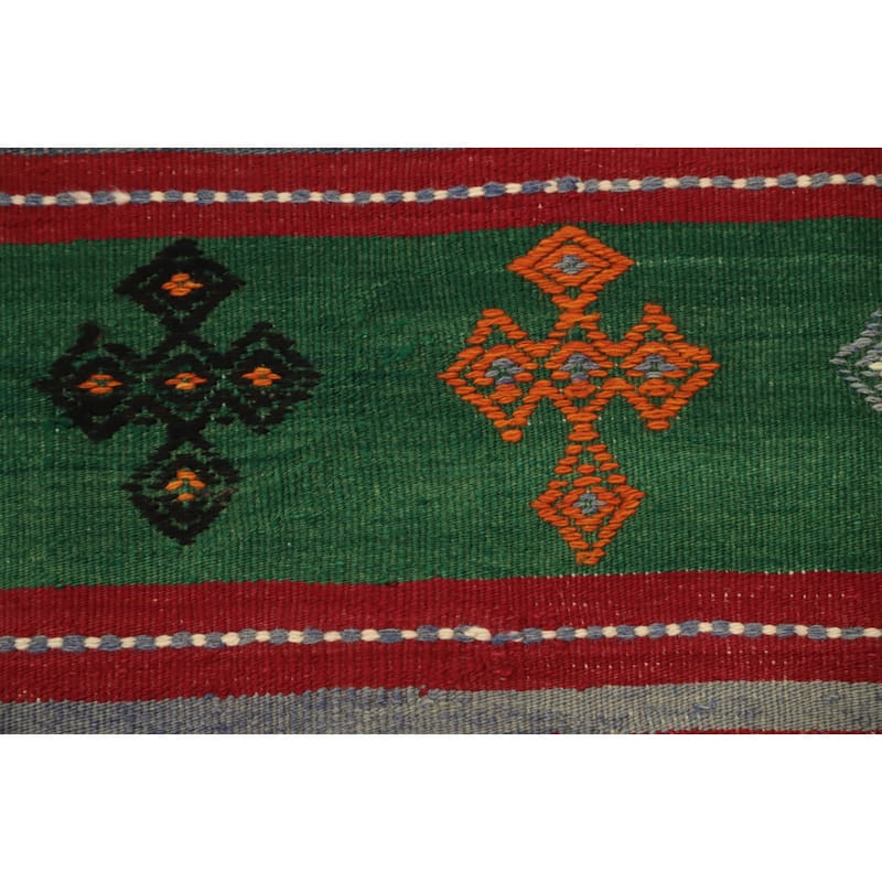 Hand Woven Oriental 100% Wool Carpet Southwestern Tribal Multi-Colored Kilim Area Rug - 9' 5'' X 5' 2''
