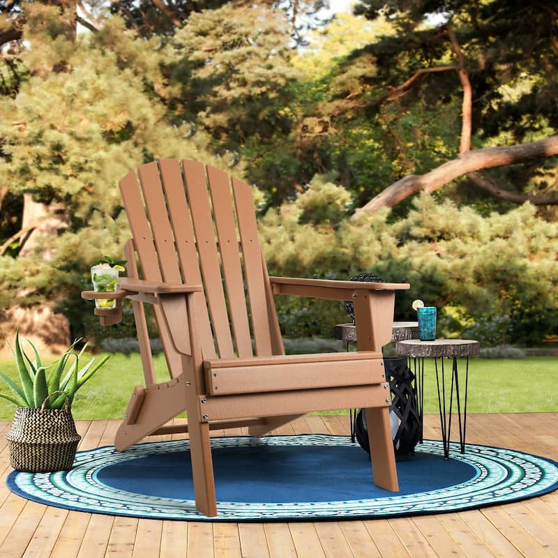 Vrakae Folding Adirondack Chair with Cup Holder
