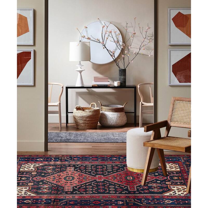 ECARPETGALLERY Hand-knotted Anatolian Vintage Dark Navy Wool Rug - 4'10 x 9'0